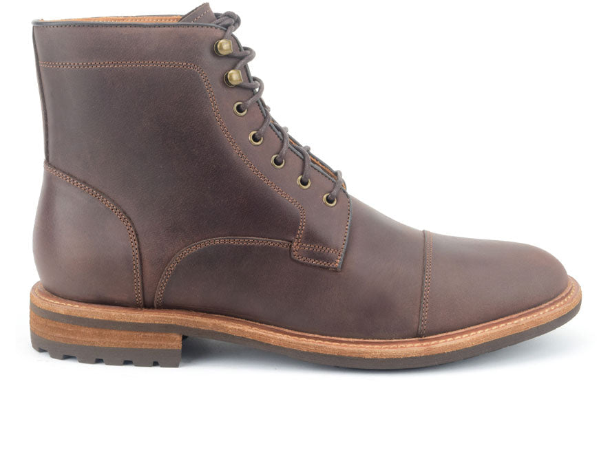 Warfield & Grand Mortat cap toe boot DK Brown|Black
