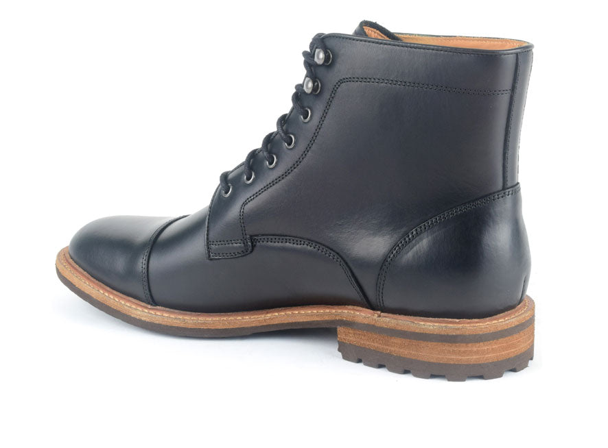 Warfield & Grand Mortar cap toe boot Black|DK Brown