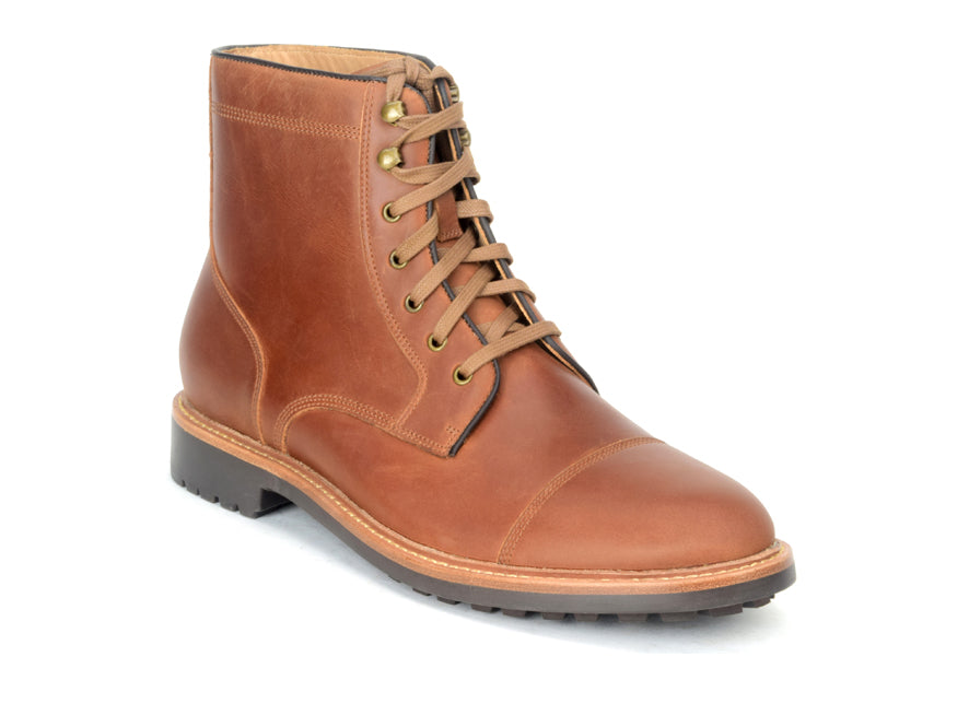Warfield & Grand Gresham cap toe boot Cognac|Black