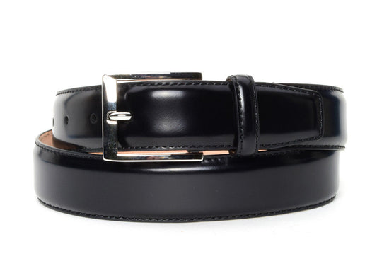 Warfield & Grand Black Spazzolato Leather Dress Belt Black