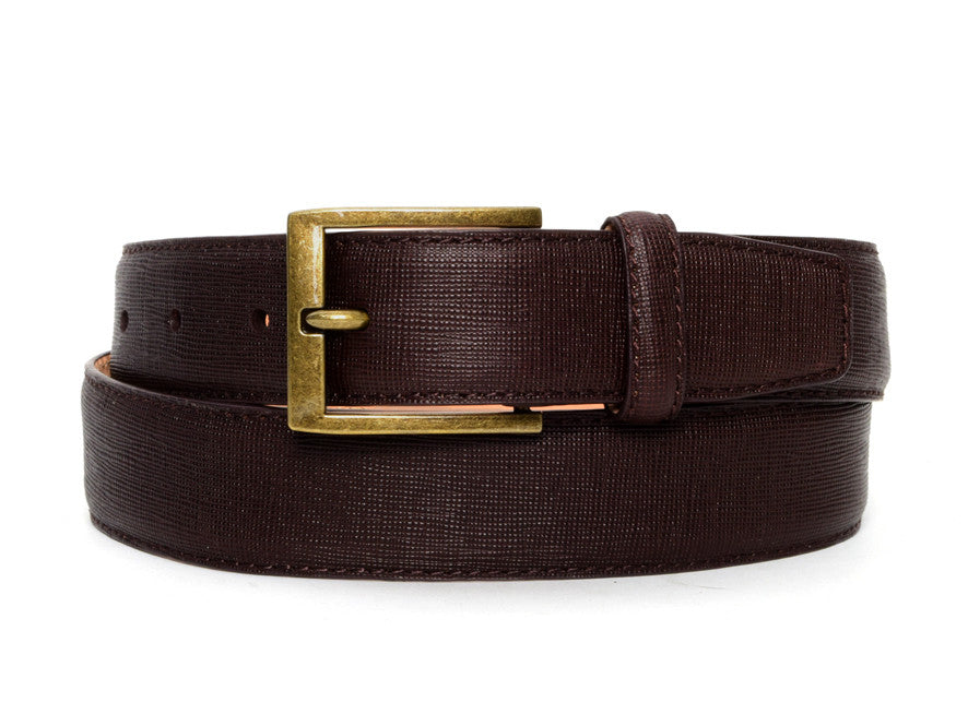 Warfield & Grand Saffiano Dress Belt Bourbon